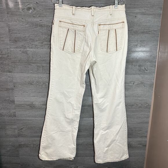 Vintage 70s Levi's off white yellow Stitching Pants Size 32x30 Disco Retro - Picture 1 of 13